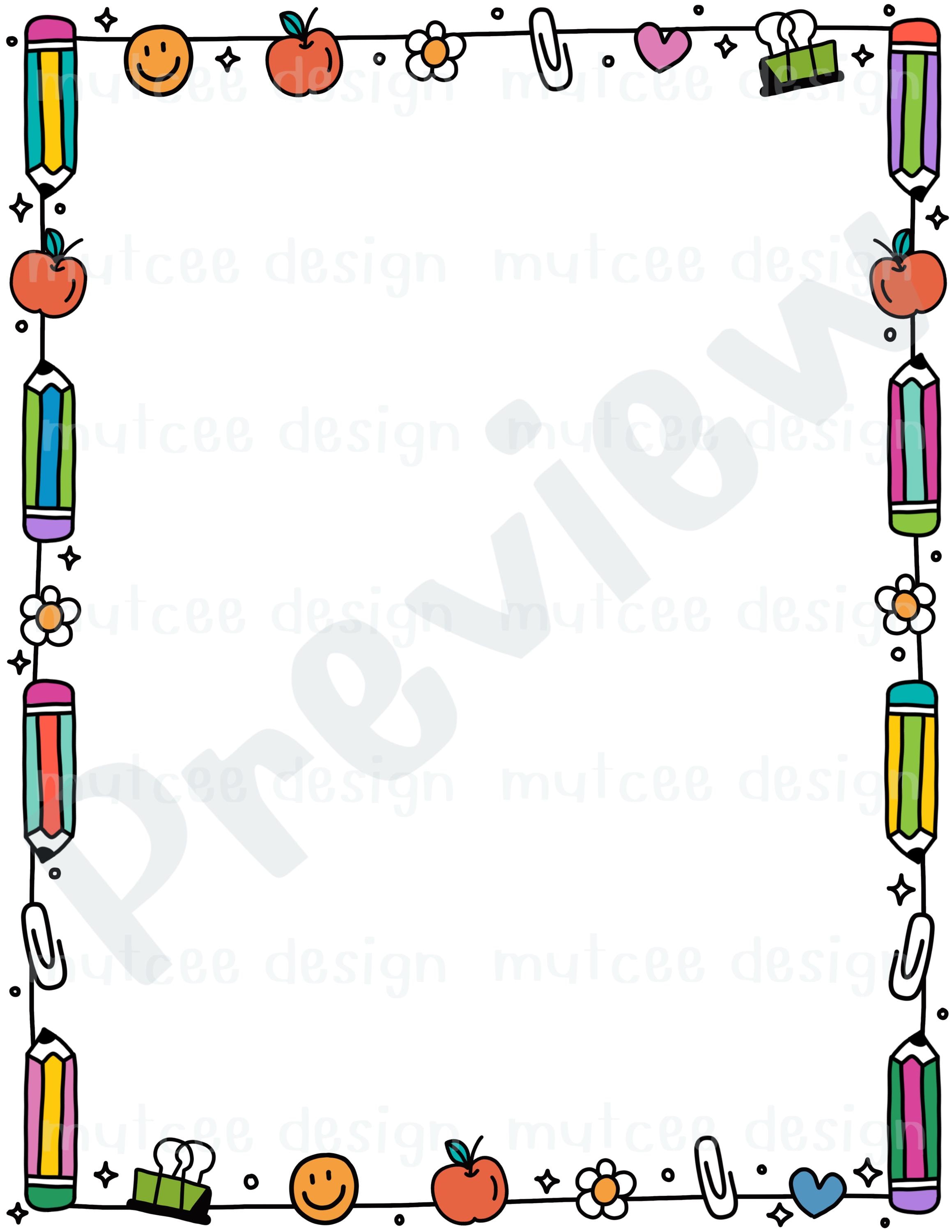 Back to School Borders: Hand-drawn PNG Frames (digital Download