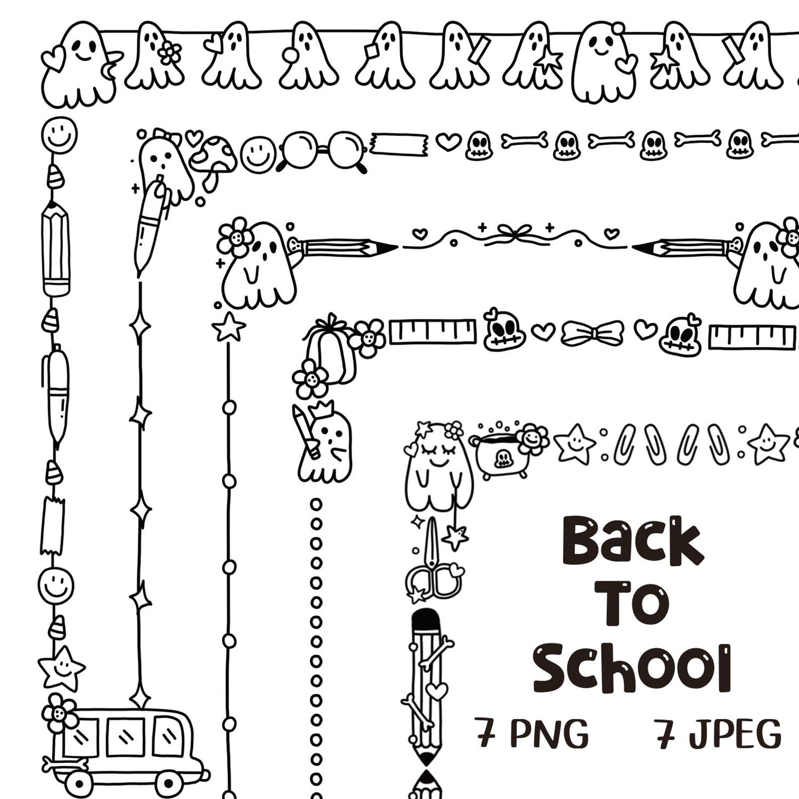 Back to School & Ghost | Cute Frames | Doodle Frames | Doodle Borders ...
