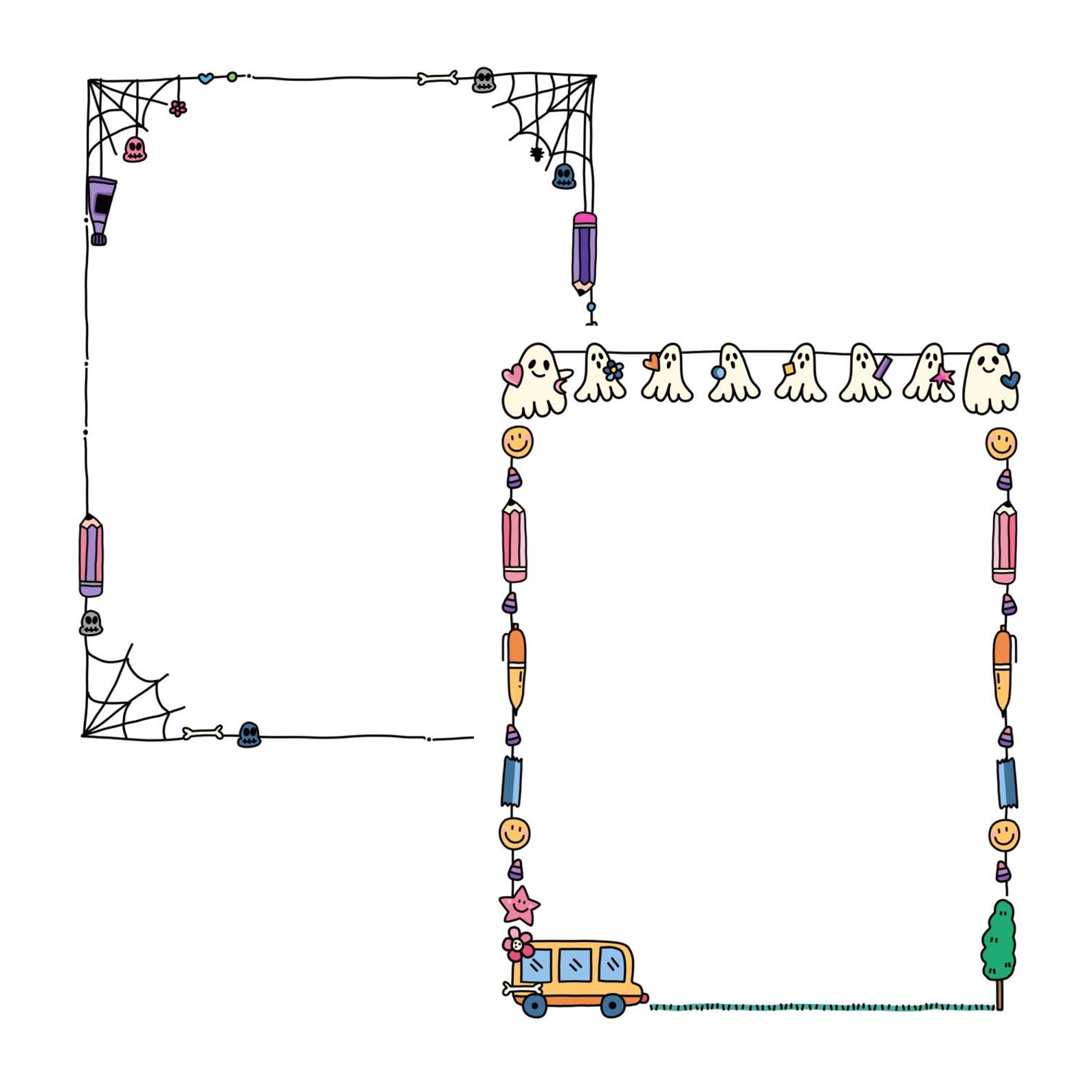 Back to School & Ghost | Cute Frames | Doodle Frames | Doodle Borders ...