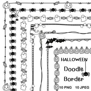 Halloween-Rahmen | Gespenster Rahmen | Rahmen PNG | Niedliche Rahmen | Handgezeichneter Rahmen | Digitaler Download | Gekritzel-Rahmen | Doodle-Bordüren