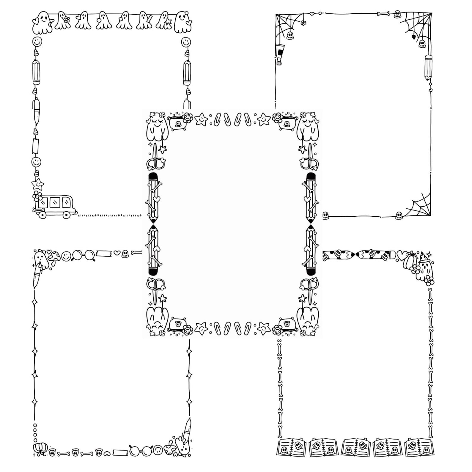 Back to School & Ghost | Cute Frames | Doodle Frames | Doodle Borders ...