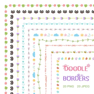 Cute Frames | Doodle Frames | Doodle Borders | Hand-Drawn Frames | Pastel Color Border Frame | Borders PNG | Digital Download for kids