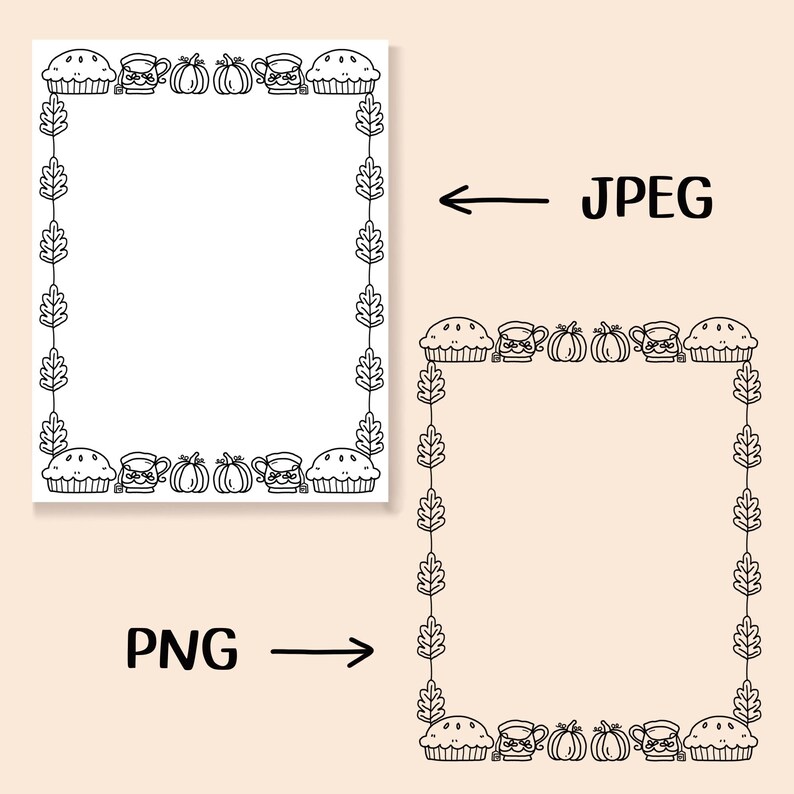 Fall Cozy Autumn Frame Border Thanksgiving Pumpkins PNG Digital ...