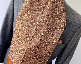 Vintage 70s Brown Patterned Acetate Scarf: Indie Mod Style