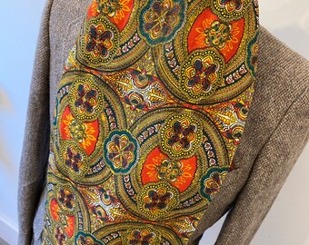 Splendido uomo indie/mod Vintage Gold Multi Color Paisley Wool Ornato Psichedelico Boho Wool Feel Sciarpa lunga