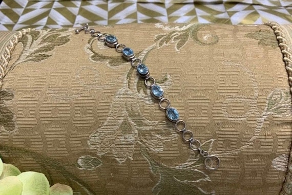 Bracelet Argent Et Aigue-marine Vintage - Ancien, Occasion, Parfait Pour Un Look Bohème Chic