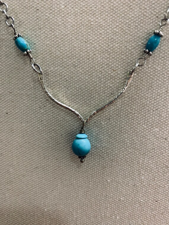 Vintage Estate Sterling Silver and Turquoise Bead… - image 2