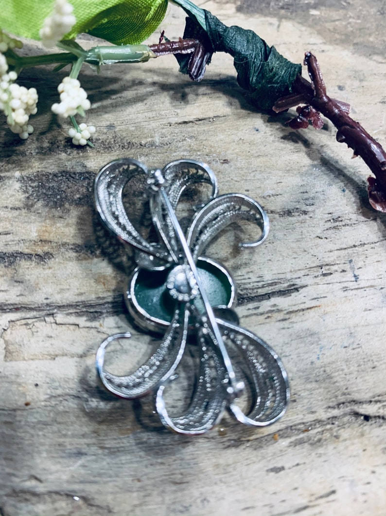 Vintage Sterling /& Jade Sorrento Filigree Brooch