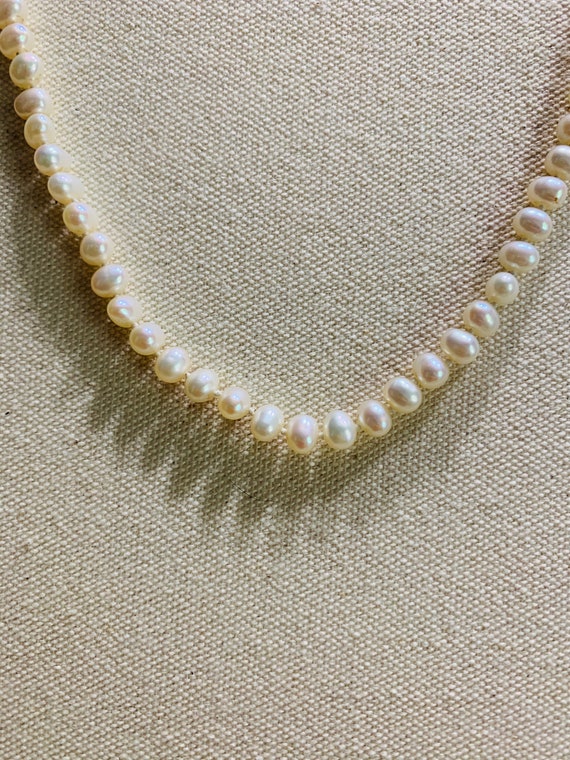 Long Vintage Pearl Necklace w/ 14k Gold Clasp - image 3