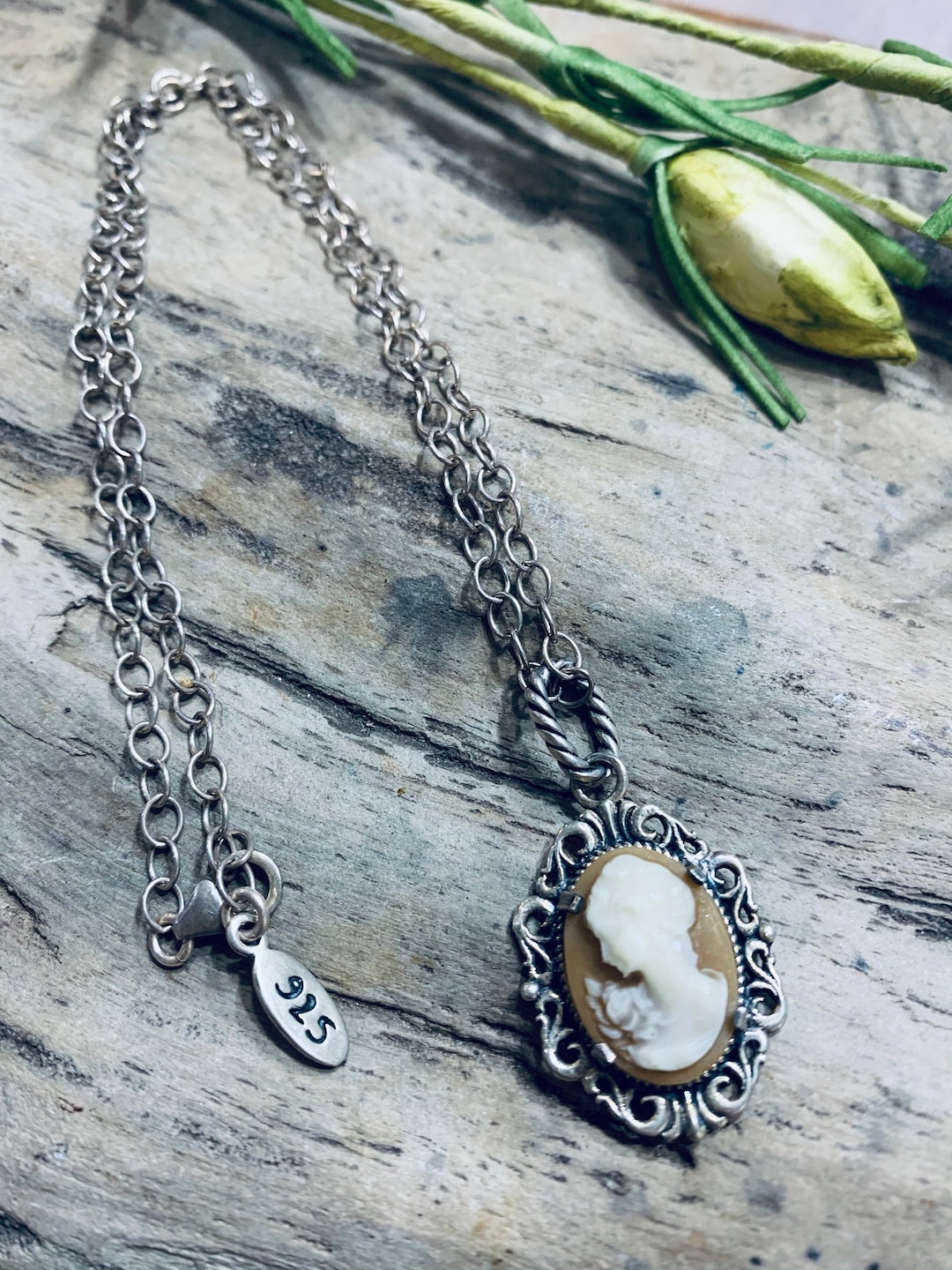 Vintage Exex Sterling Silver Cameo Pendant Necklace - Etsy