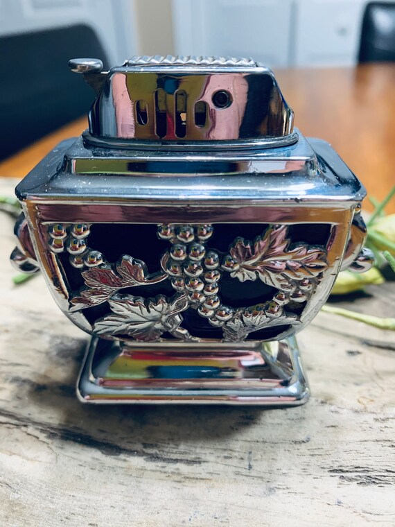 cigarette lighter made in occupied japan Vintage Made in Occupied Japan Metal Grape Vine Cobalt Blue Insert Table  Lighter