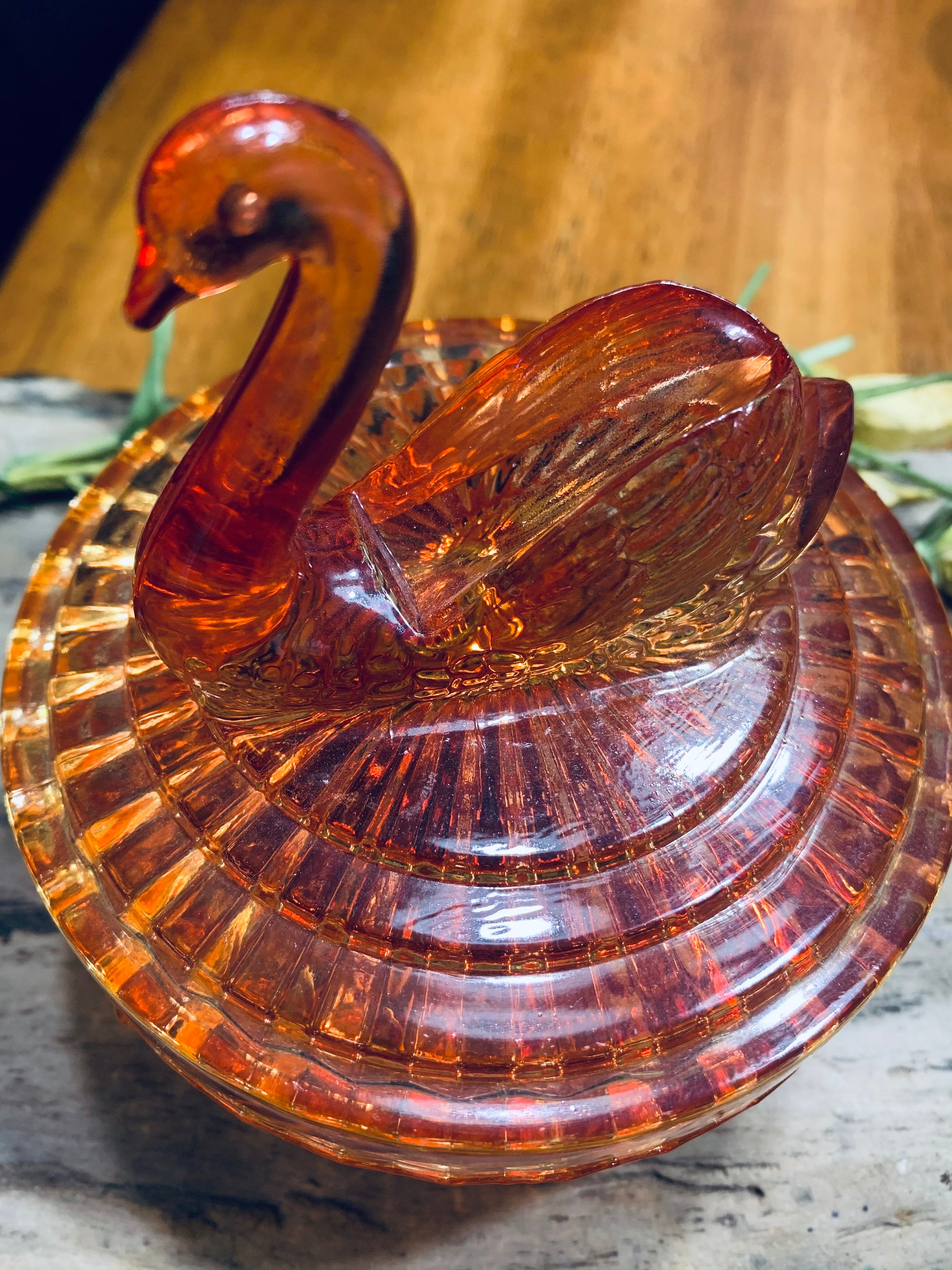 Uranium Glass Swan - Etsy