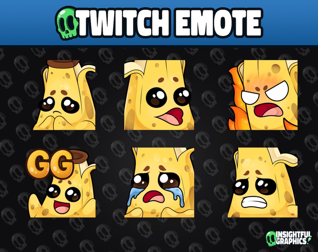 Banana Emote Pack Please Pog Rage GG Cry Cringe twitch - Etsy