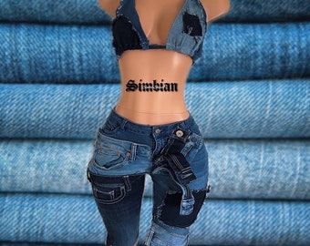 denim bralette crop top