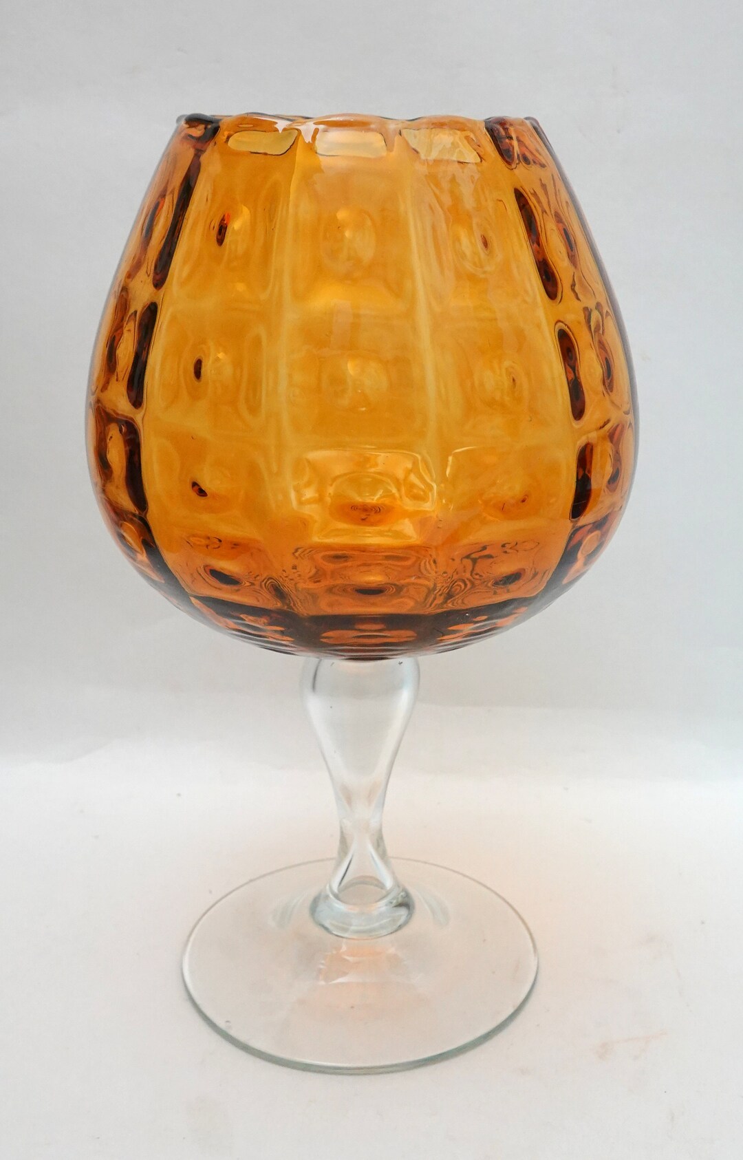 Vintage 1960s/ 70s Large Oversized Amber Bullseye Brandy Glass Vase Etsy