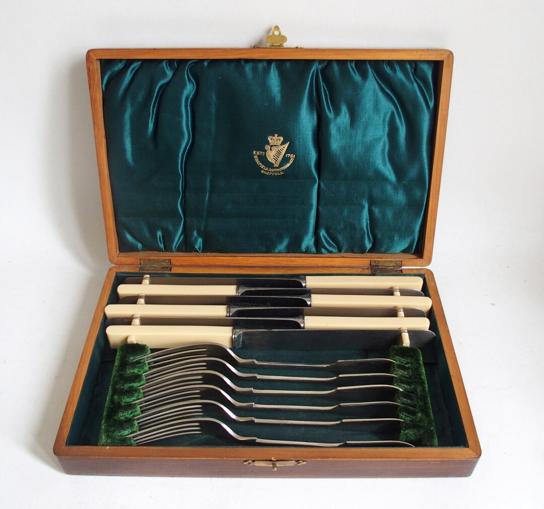 Antique Cased Set of 6 Dinner Knives and Forks Wingfield Etsy