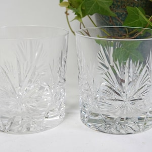 Two Edinburgh Crystal Star of Edinburgh pattern whisky tumblers glasses - 3 1/4&quot; high