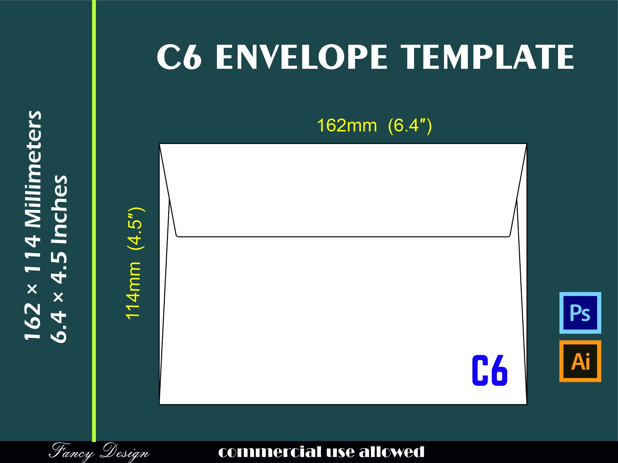 C6 Size 162x114 Mm Envelope Template Die Cut Invitation Etsy Australia