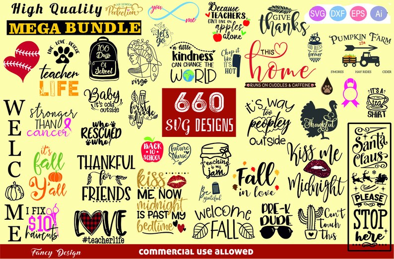 Download 660 Mega Pack svg Bundle Cut files Pack Svg T shirt DXF ...