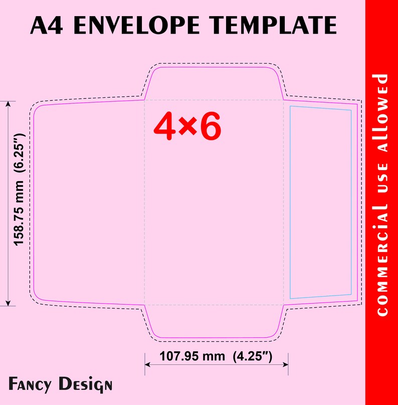 4x6 Envelope Template A4 Envelope Invitation Envelope Etsy Canada