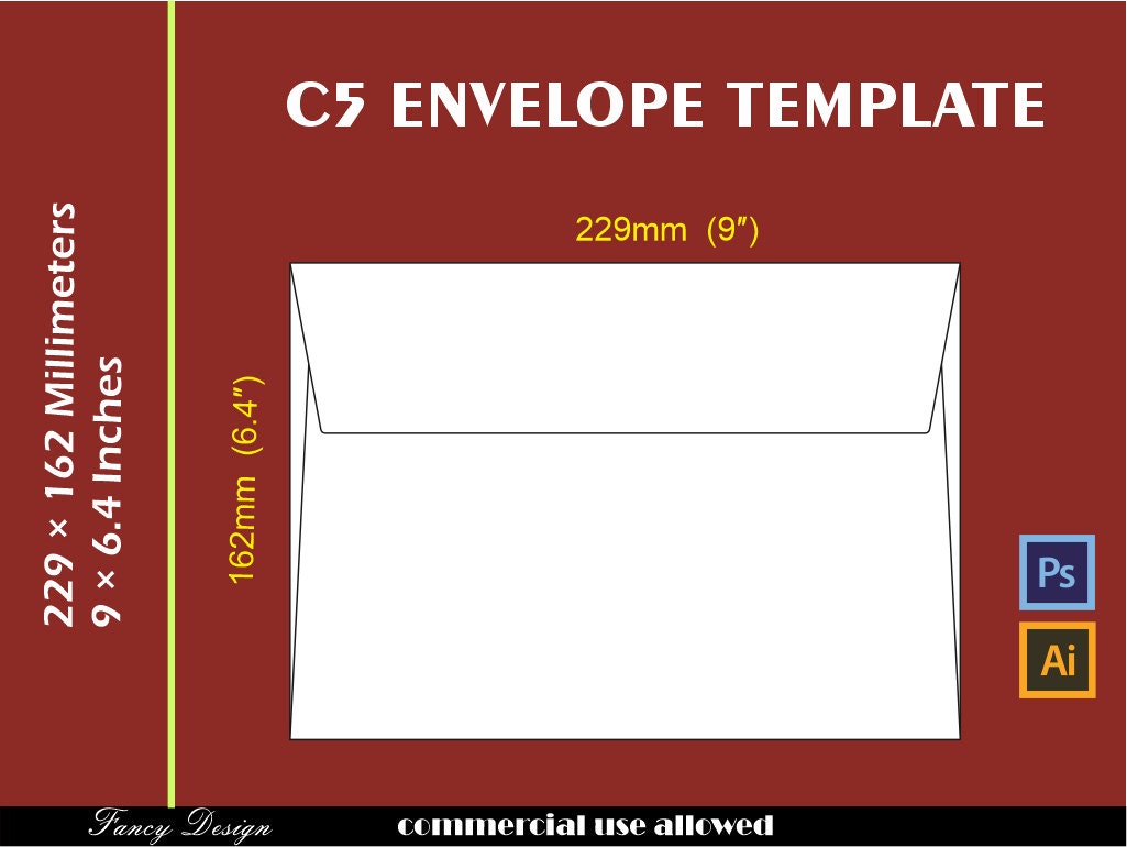 C5 Size 229x162 Mm Envelope Template Die Cut Mock up Etsy Australia