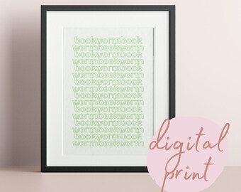 Bookworm Digital Literary Print  | Print at Home Digital Download | A3/A4/A5 Sizes