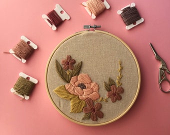 Rose Wreath, Floral Hand Embroidered 6" Finished Hoop | Floral Romantics Collection