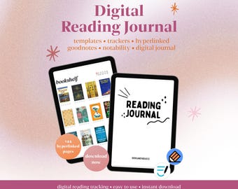 Digital Reading Journal | Book Reviews Reading Tracker for Goodnotes, Notability | Minimalist Planner