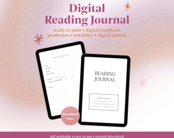 Digital reading journal | Book reviews tracker | Minimalist design | Printable download