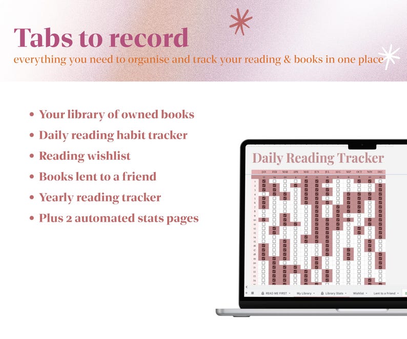 Book Tracker Spreadsheet | Digital Reading Log | Google Sheets image 2