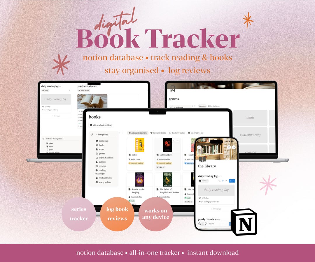 Notion Reading Tracker | Digital Book Log | Ultimate Template | Reviews ...