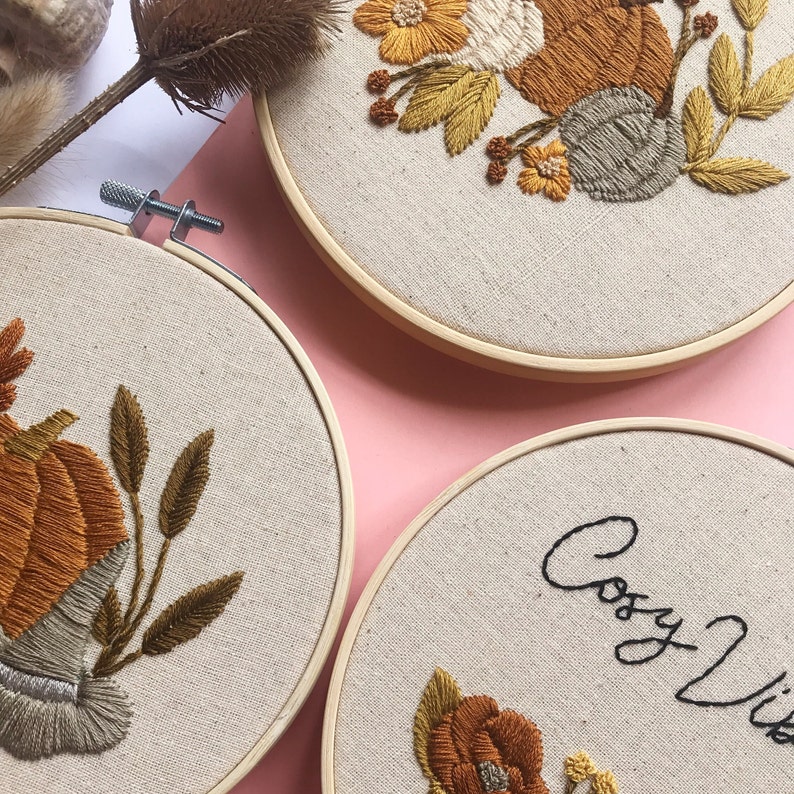 Witching Hour 6 Finished Embroidery Hoop Autumnal Fall Collection image 4