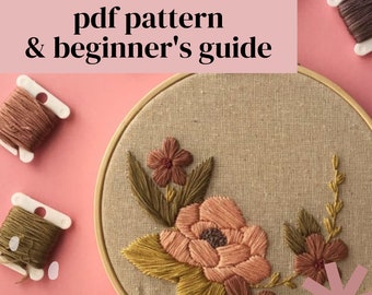 Rose Wreath Floral Hand Embroidery PDF Pattern | Floral Romantics Collection | Beginners Instructions | Digital Download