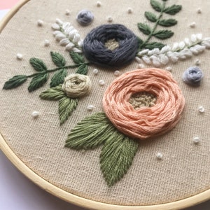 Spring Floral Bouquet, Hand Embroidered 6 Finished Hoop Made to Order image 5