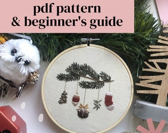 Hanging Decorations | Hand Embroidery Christmas PDF Pattern | Beginners Instructions | Digital Download | Festive Collection