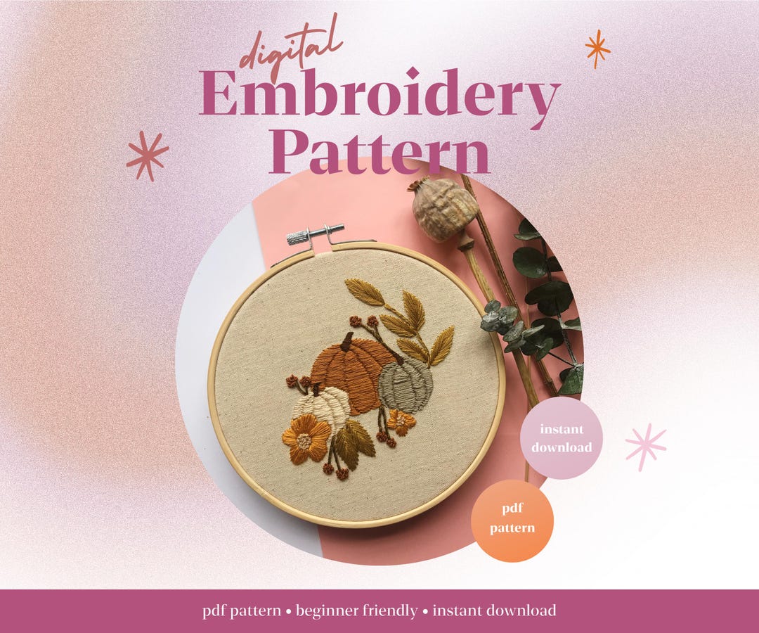 Pumpkin Patch | Hand Embroidery PDF Pattern | Beginners Instructions ...