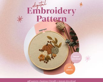 Pumpkin Patch | Hand Embroidery PDF Pattern | Beginners Instructions | Digital Download