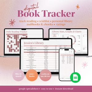 Book Tracker Spreadsheet | Digital Reading Log | Google Sheets