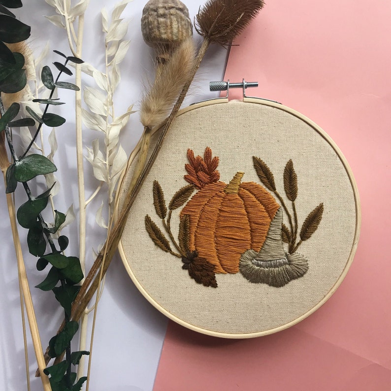Witching Hour 6 Finished Embroidery Hoop Autumnal Fall Collection image 1