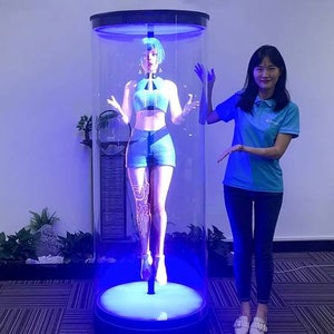 3D Hologram Fan Display - Three-Piece, Life-Size Human Height for Interactive Advertising and Promotions