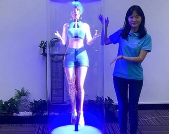 3D Hologram Fan Display - Three-Piece, Life-Size Human Height for Interactive Advertising and Promotions