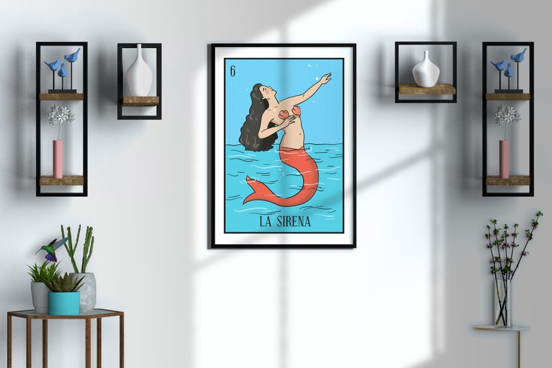 Loteria Poster La Sirena Mexican Printable Artwork DIGITAL Etsy
