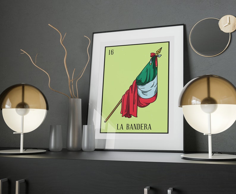 Loteria Poster La Bandera Mexican Printable Artwork Etsy