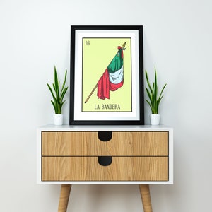 Cartel de la lotería - La Bandera, Ilustración imprimible mexicana * DESCARGA DIGITAL*