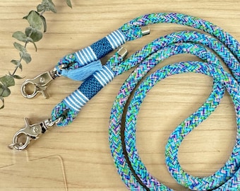 Rope phone chain. Blue, silver, phone strap with adapter for phone case.