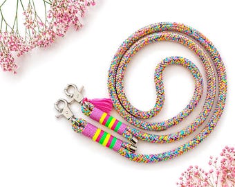Rope phone chain. Colorful, silver, with free personalized stickers. Neon pink flower power phone strap.