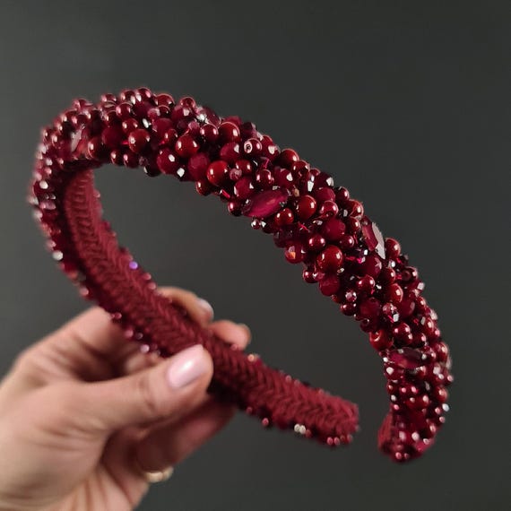 Embellished Burgundy and Gold Women\'s Accessory Burgundy Long Tail Mermaid Heavy Embellished Gold Lace  main image 4