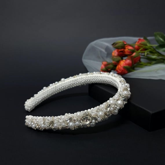 Pearl Bridal Headband Embellished Wedding Tiara With  display picture 1