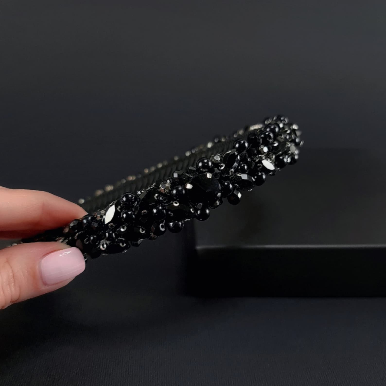 Black with Rainbow Crystals Headband main image 0