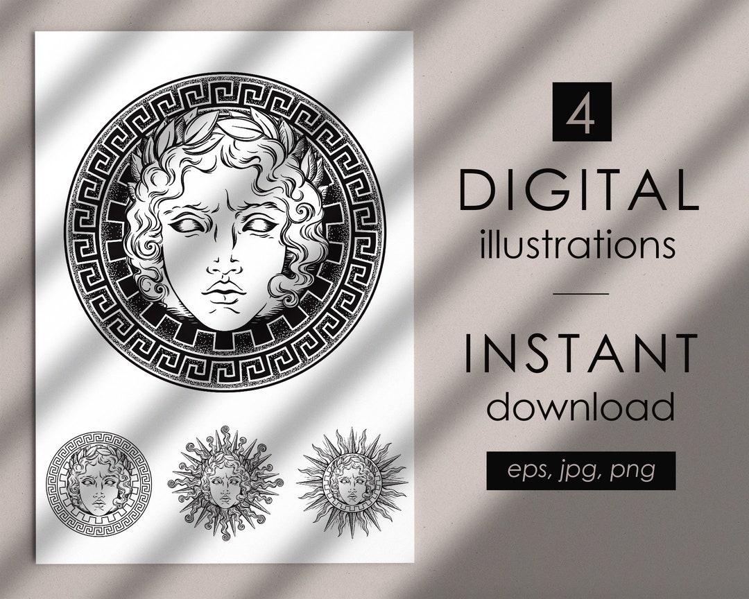 Ancient Greek Art, Greek Mythology Clipart in Minimalist Style, Greek  Goddess & Gogs Logo in PNG, Planner Stickers Digital Download (Download  Now) 